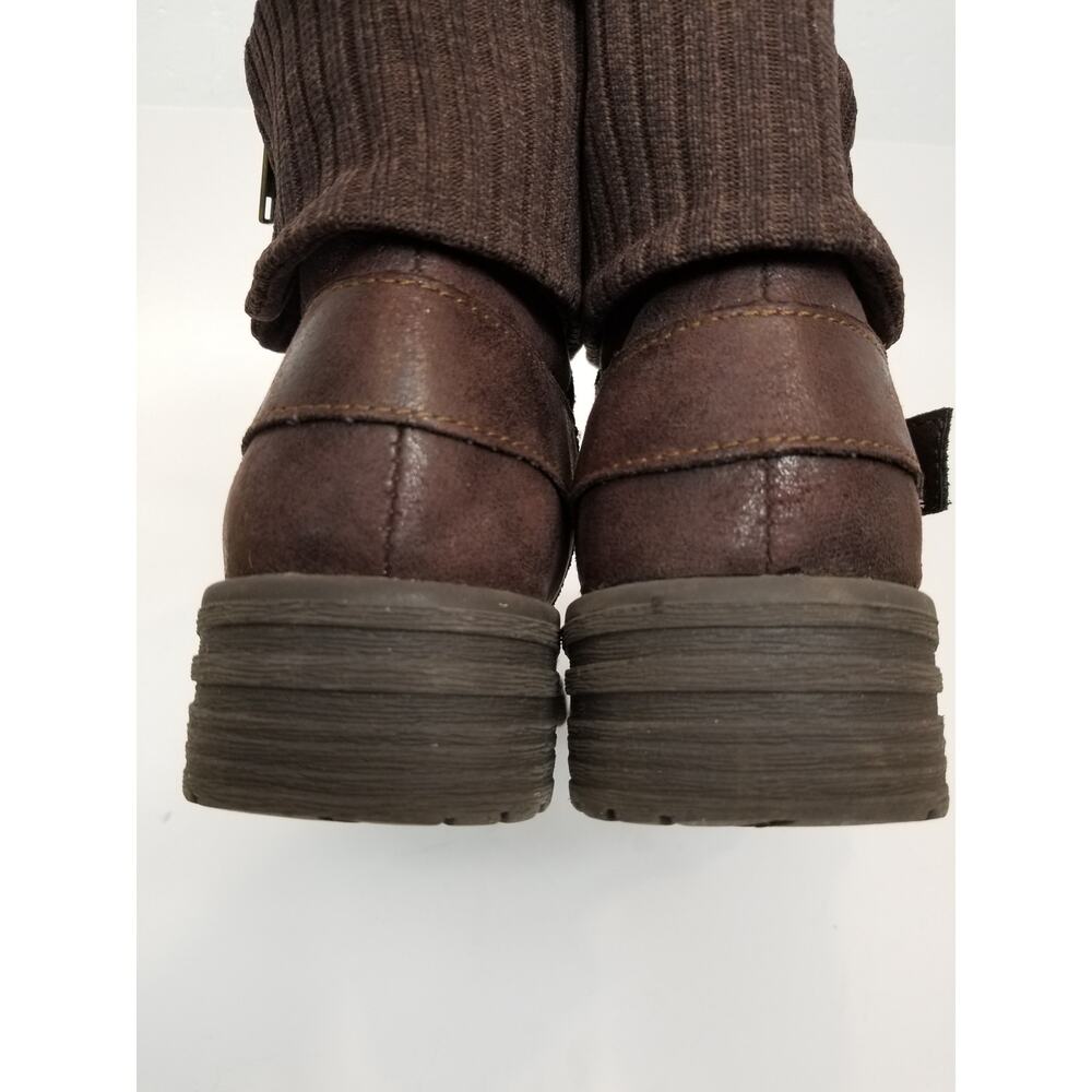 Born b.o.c. Nisida Brown Knit Ankle Cuff  Zipper Block Heel Boots Size 9.5 - Picture 9 of 12